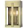 2 Light Antique Brass Medium Outdoor Wall Lantern with Clear Glass