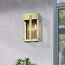 1_2 Light Antique Brass Medium Outdoor Wall Lantern with Clear Glass