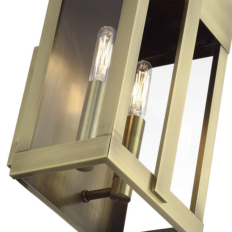 Image 7 2 Light Antique Brass Medium Outdoor Wall Lantern with Clear Glass more views