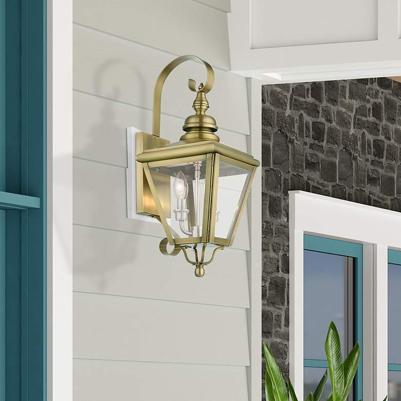 Image 1 2 Light Antique Brass Outdoor Medium Wall Lantern
