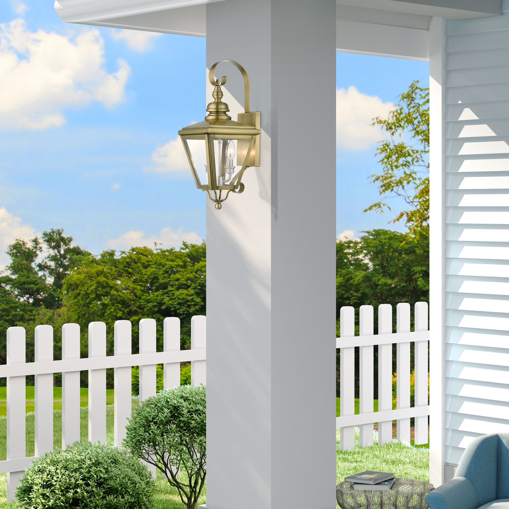 2 Light Antique Brass Outdoor Medium Wall Lantern