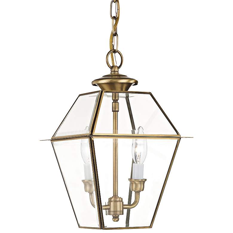 Image 3 2 Light Antique Brass Pendant Lantern