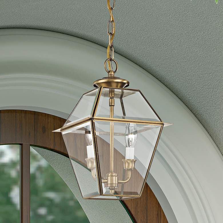 Image 2 2 Light Antique Brass Pendant Lantern