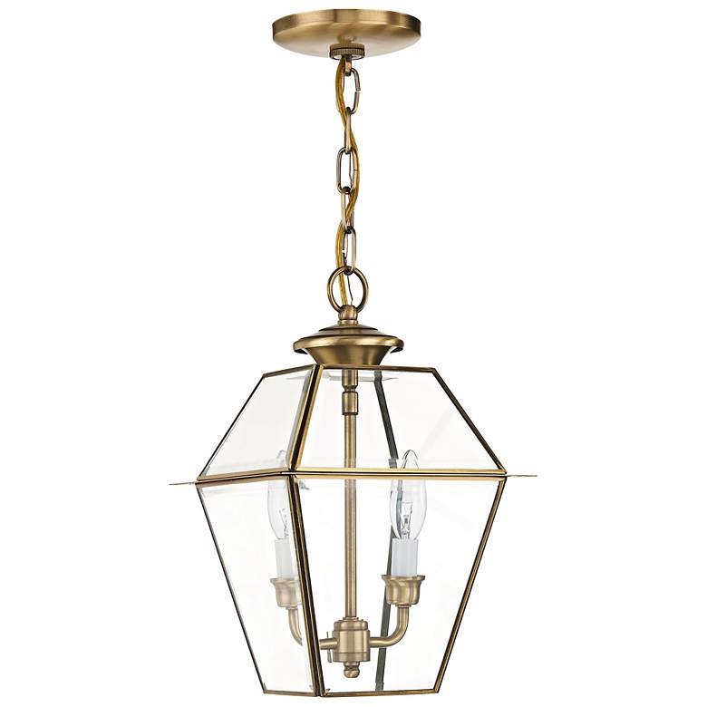 Image 6 2 Light Antique Brass Pendant Lantern more views