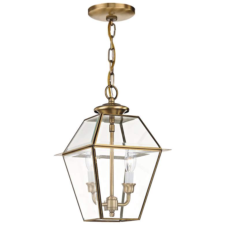 Image 7 2 Light Antique Brass Pendant Lantern more views