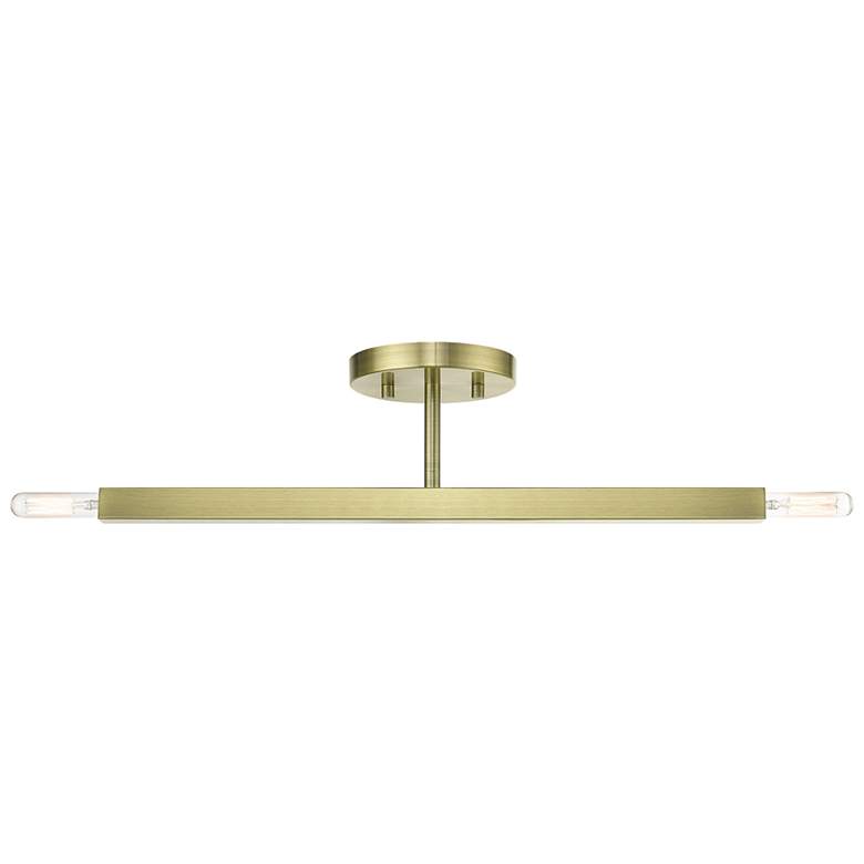 Image 1 2 Light Antique Brass Semi-Flush