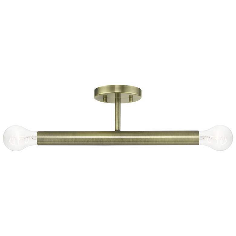 Image 1 2 Light Antique Brass Semi-Flush