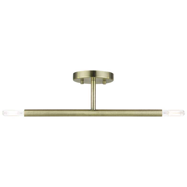Image 2 2 Light Antique Brass Semi-Flush