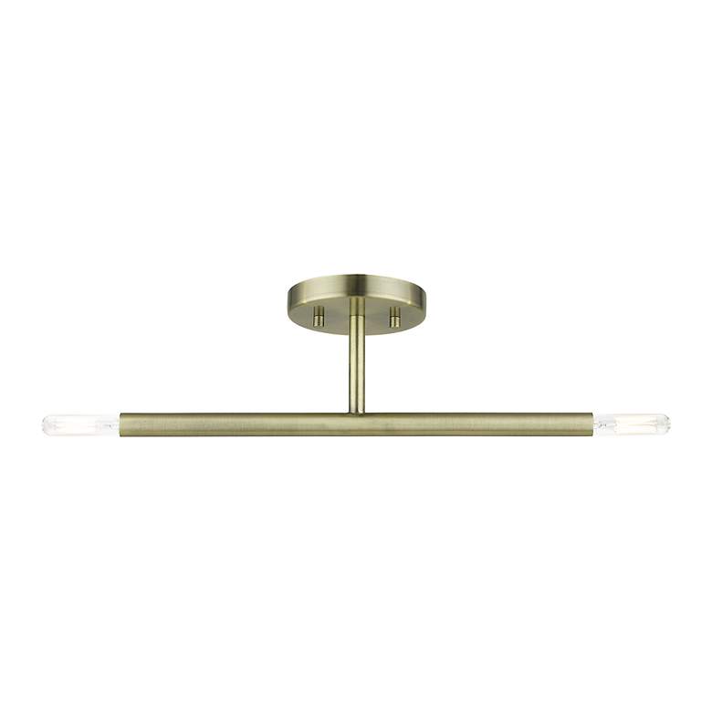 Image 4 2 Light Antique Brass Semi-Flush more views
