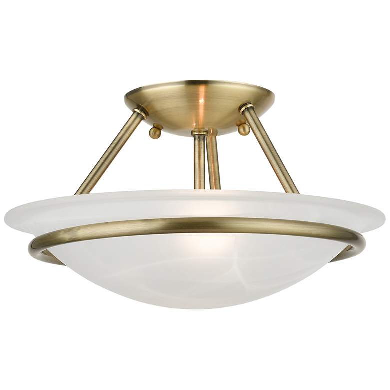 Image 1 2 Light Antique Brass Semi Flush