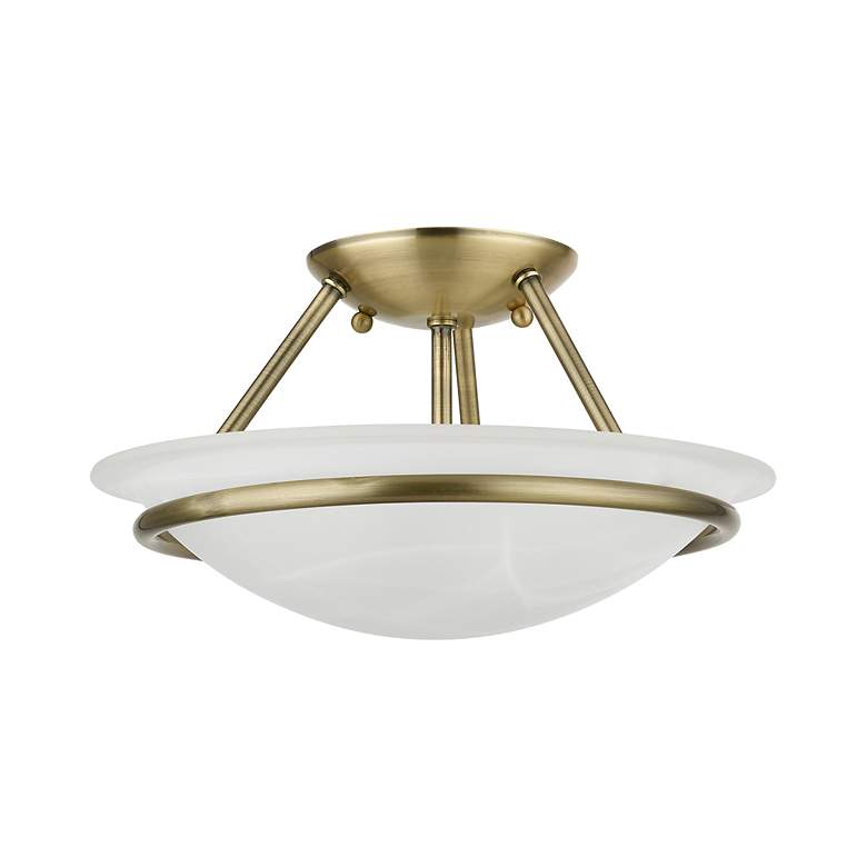 Image 3 2 Light Antique Brass Semi Flush more views