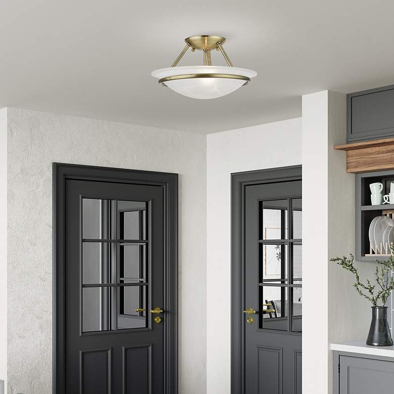 Image 7 2 Light Antique Brass Semi Flush more views