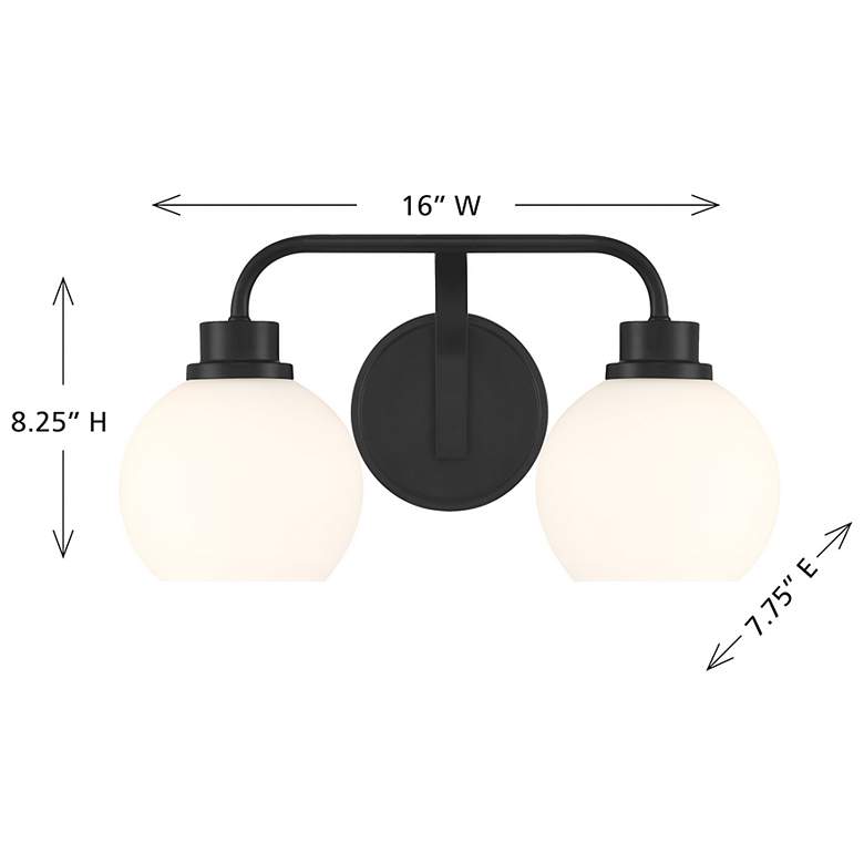 Image 6 2-Light Bathroom Vanity Light in Matte Black more views