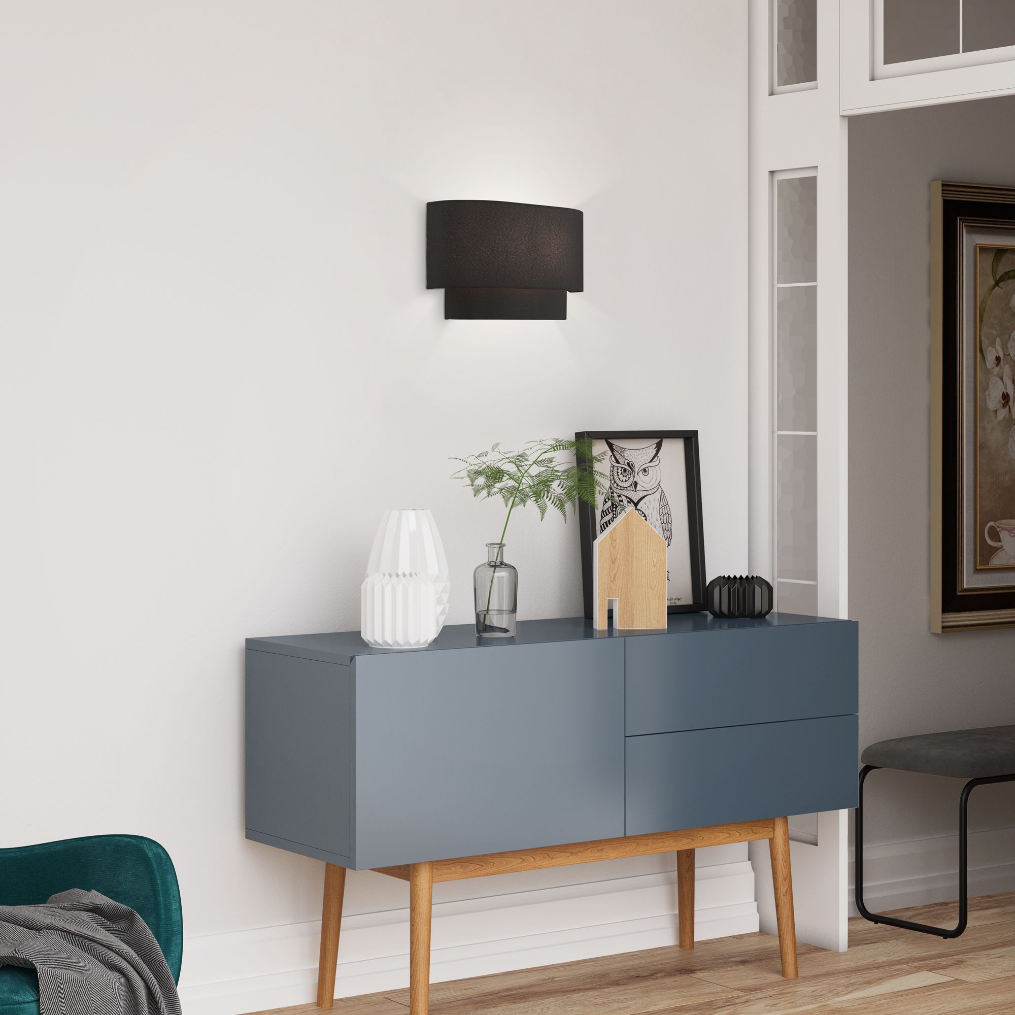 2 Light Black ADA Sconce