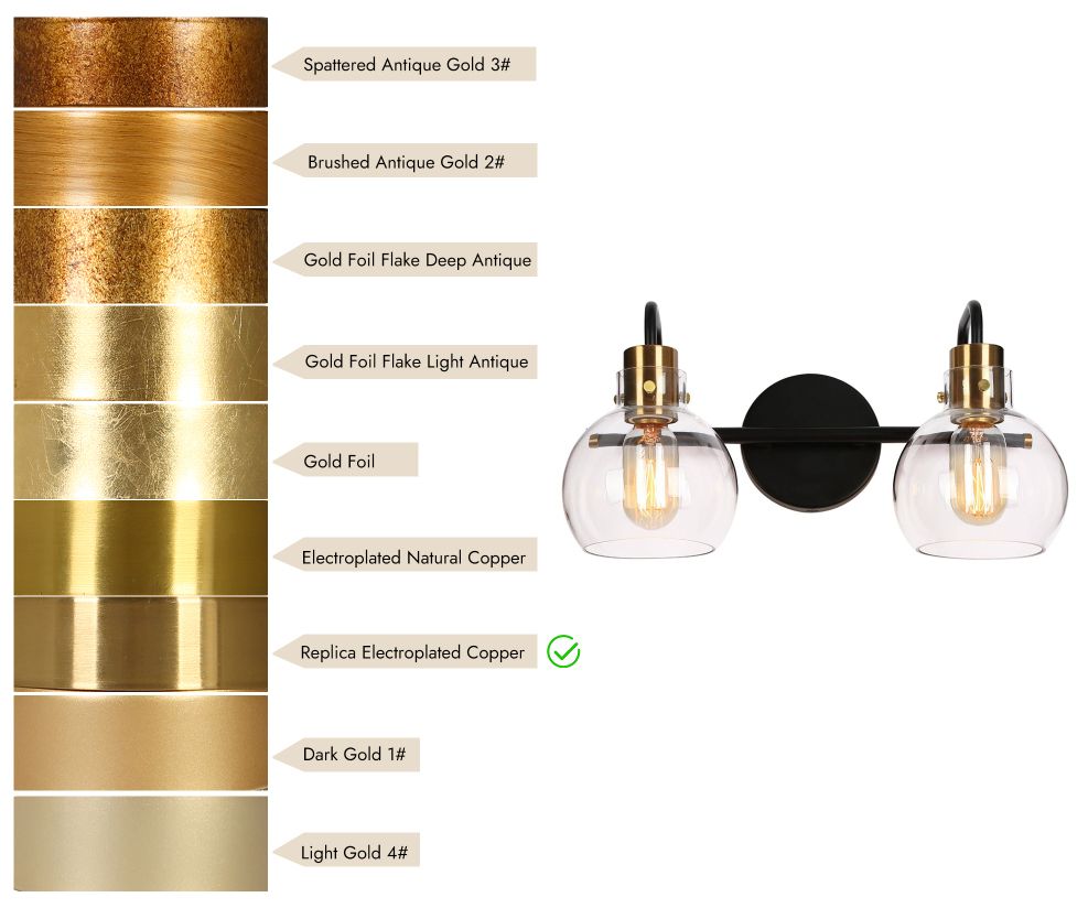 Image 4 2-Light Black and Brass Bathroom Vanity Light more views