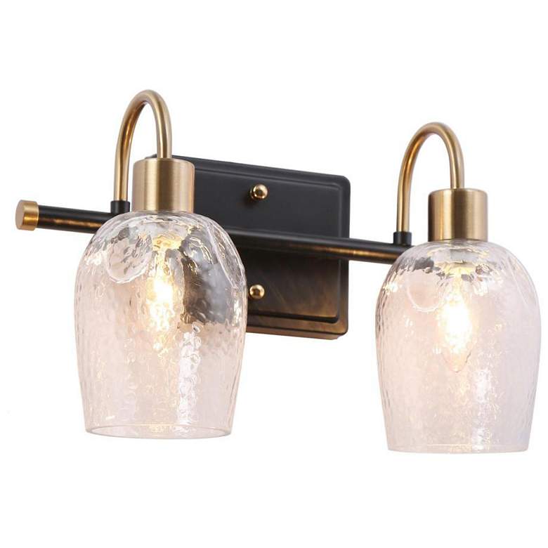 Image 1 2-Light Black and Brass Gold Bathroom Vanity Light