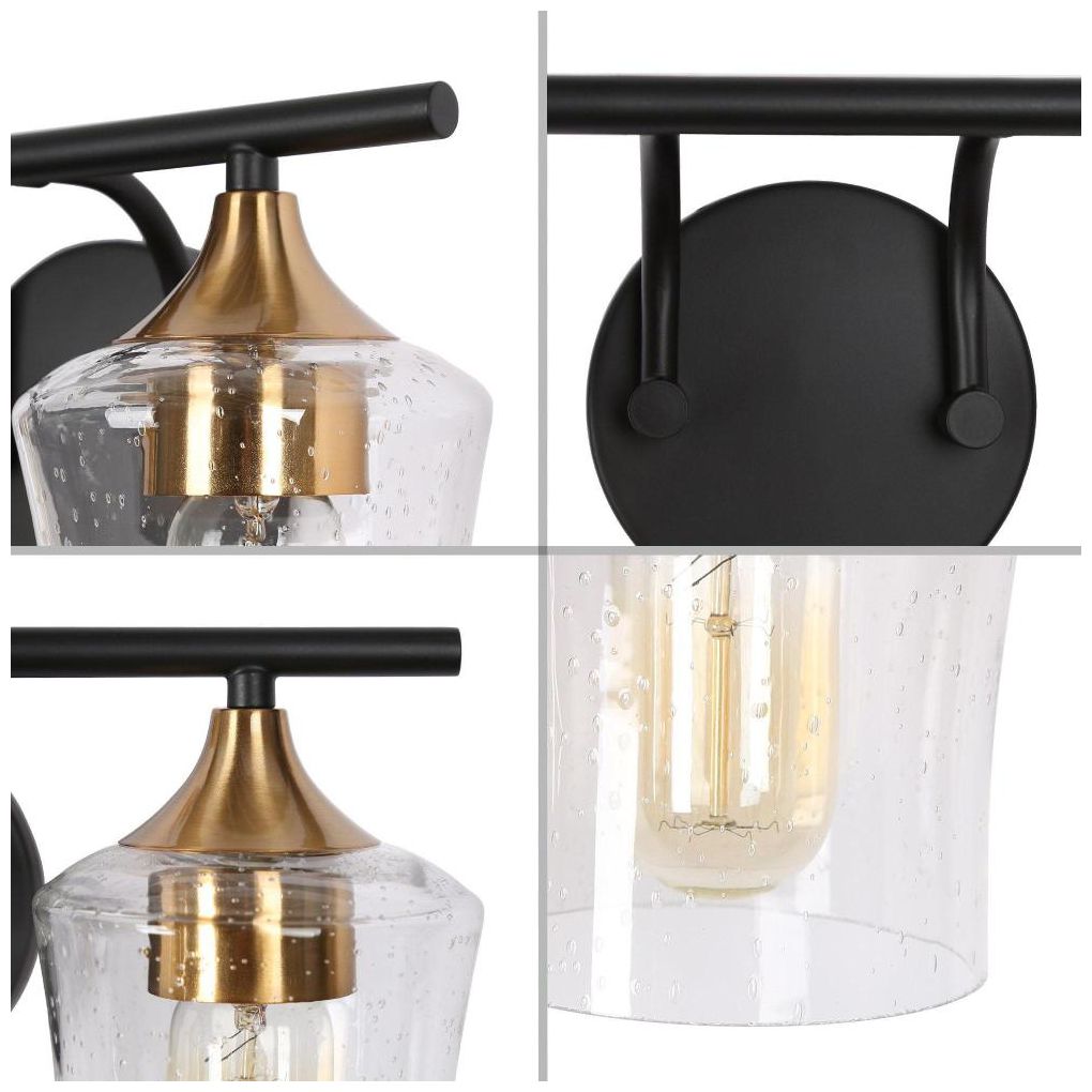 Image 3 2-Light Black and Brass Gold Bathroom Vanity Lights more views