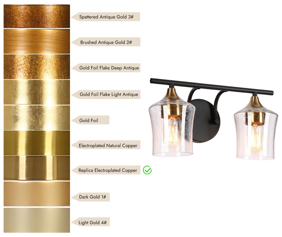 Image 4 2-Light Black and Brass Gold Bathroom Vanity Lights more views