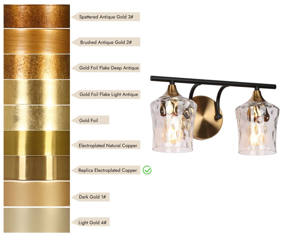 Image 4 2-Light Black and Brass Gold Wall Sconce more views