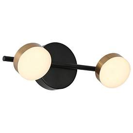 Image1 of 2-Light Black and Brass Integrated LED Vanity Light