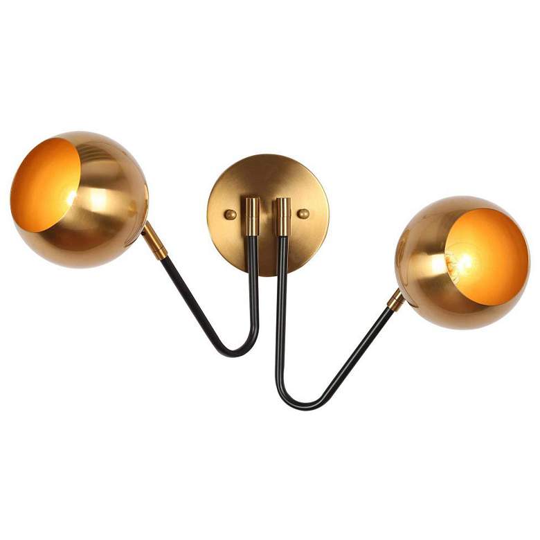 Image 1 2-Light Black and Brass-Plated Wall Sconce