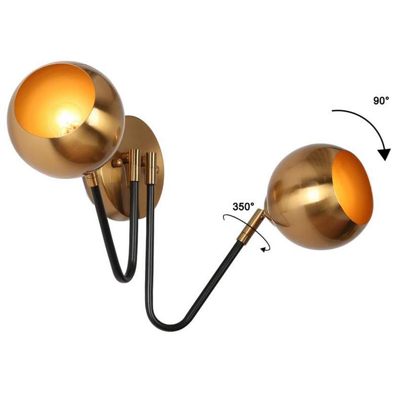 Image 2 2-Light Black and Brass-Plated Wall Sconce more views