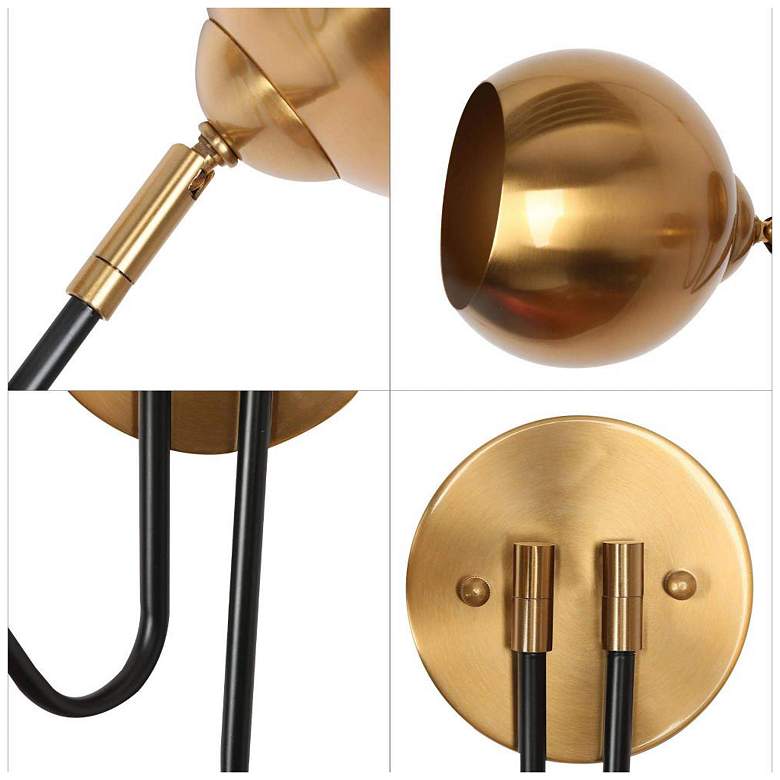 Image 3 2-Light Black and Brass-Plated Wall Sconce more views