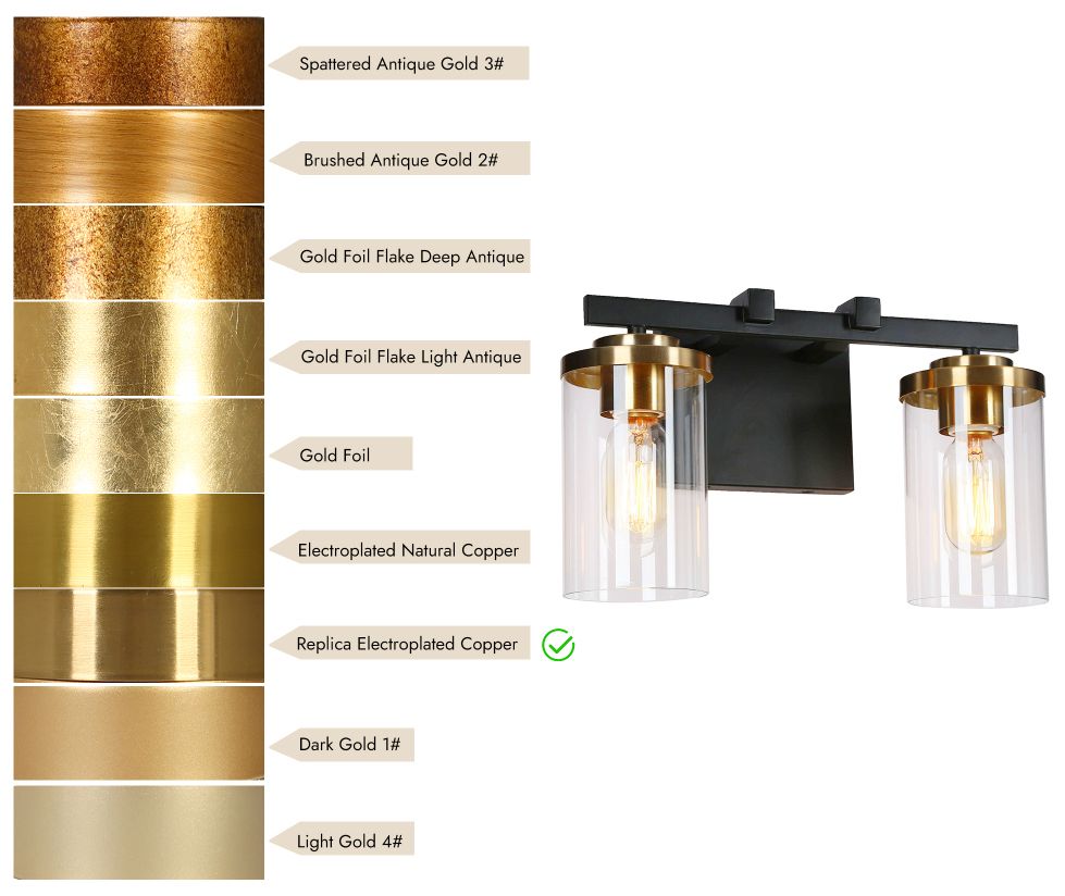 Image 3 2-Light Black and Brass Vanity Light for Bathroom more views