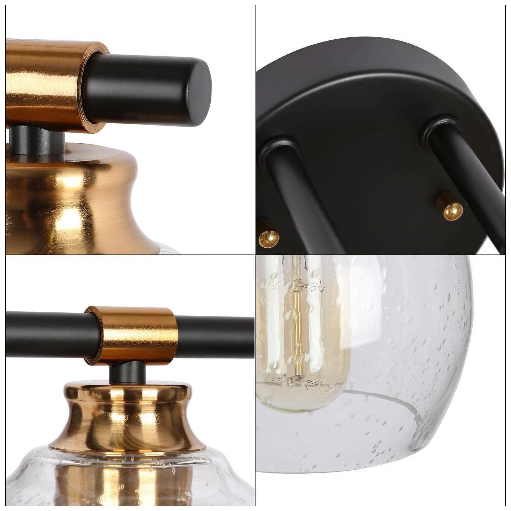 Image 3 2-Light Black and Vintage Brass Bathroom Vanity Light more views