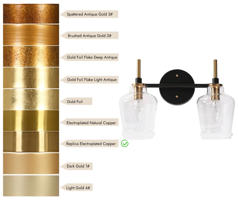 Image 6 2-Light Black Bathroom Vanity Light with Bell Clear Glass more views