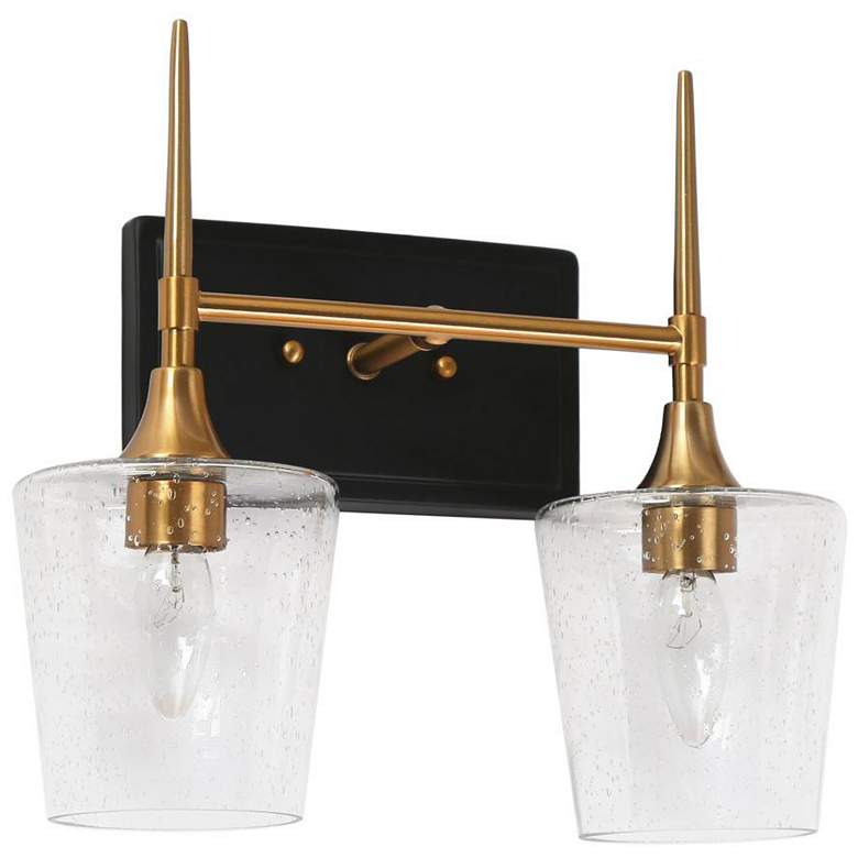 Image 1 2-Light Black Bathroom Vanity Light with Brass Gold Bathlight