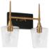 2-Light Black Bathroom Vanity Light with Brass Gold Bathlight