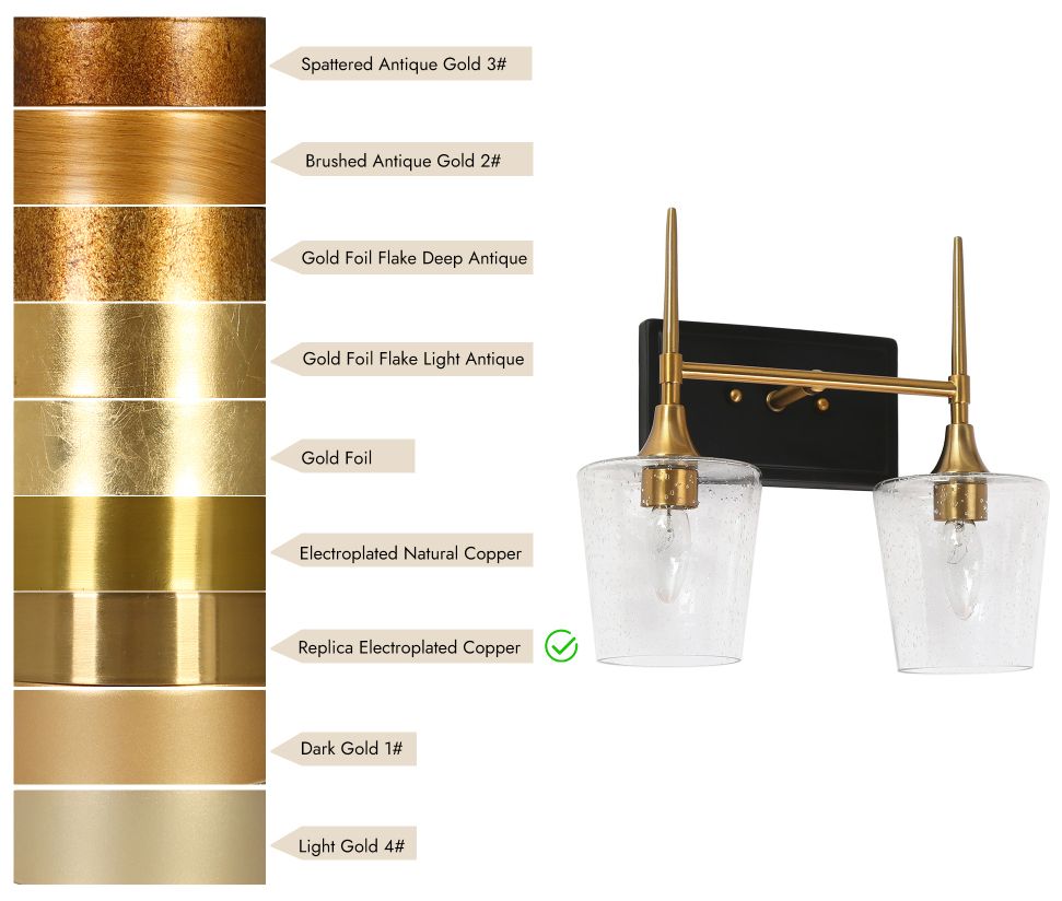 Image 5 2-Light Black Bathroom Vanity Light with Brass Gold Bathlight more views