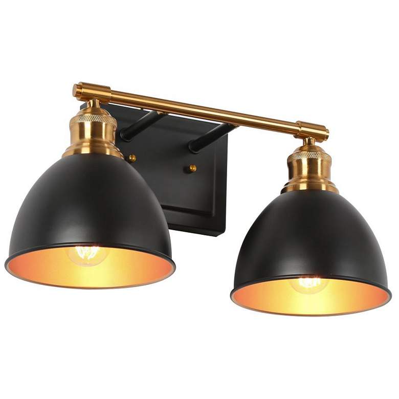 Image 1 2-Light Black Bathroom Vanity Light