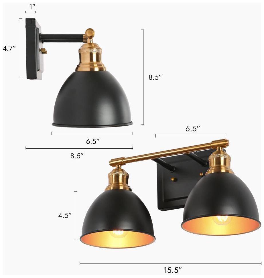 Image 2 2-Light Black Bathroom Vanity Light more views