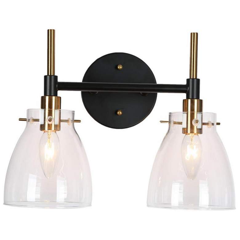 Image 1 2-Light Black Bathroom Vanity Light