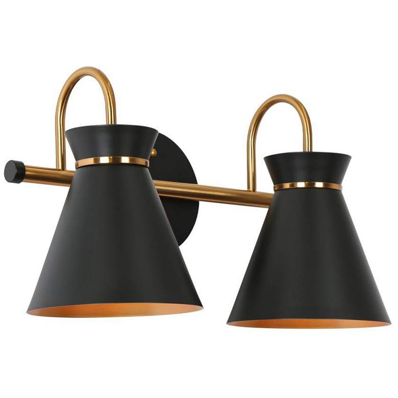 Image 1 2-Light Black Brass Wall Sconce