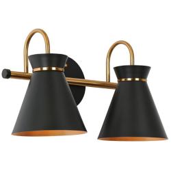 2-Light Black Brass Wall Sconce