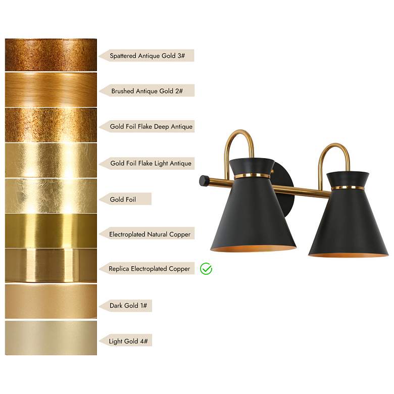 Image 5 2-Light Black Brass Wall Sconce more views