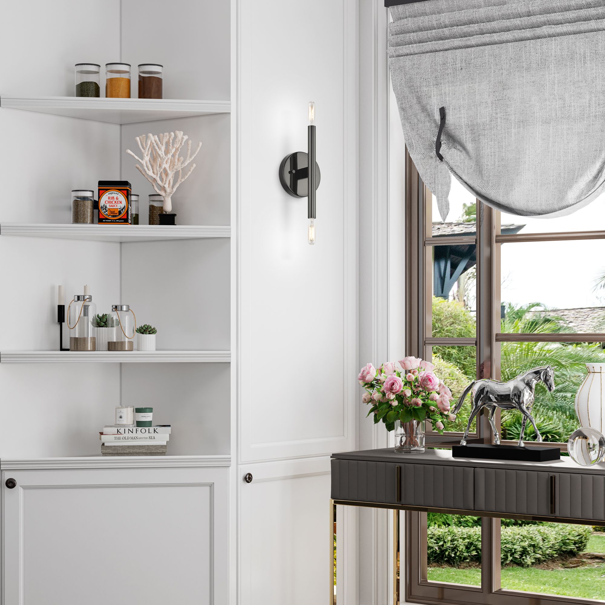 2 Light Black Chrome ADA Sconce