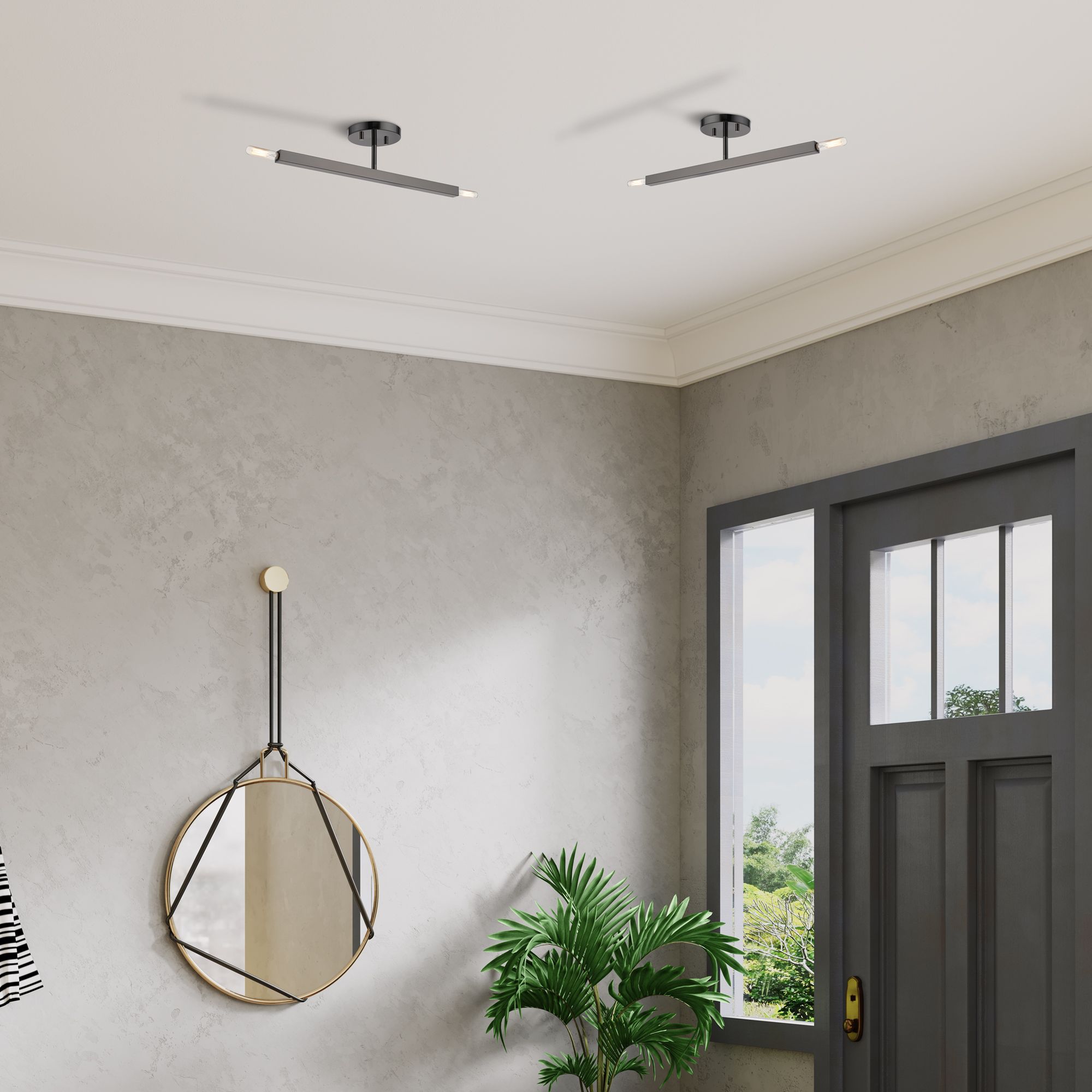 2 Light Black Chrome Semi-Flush