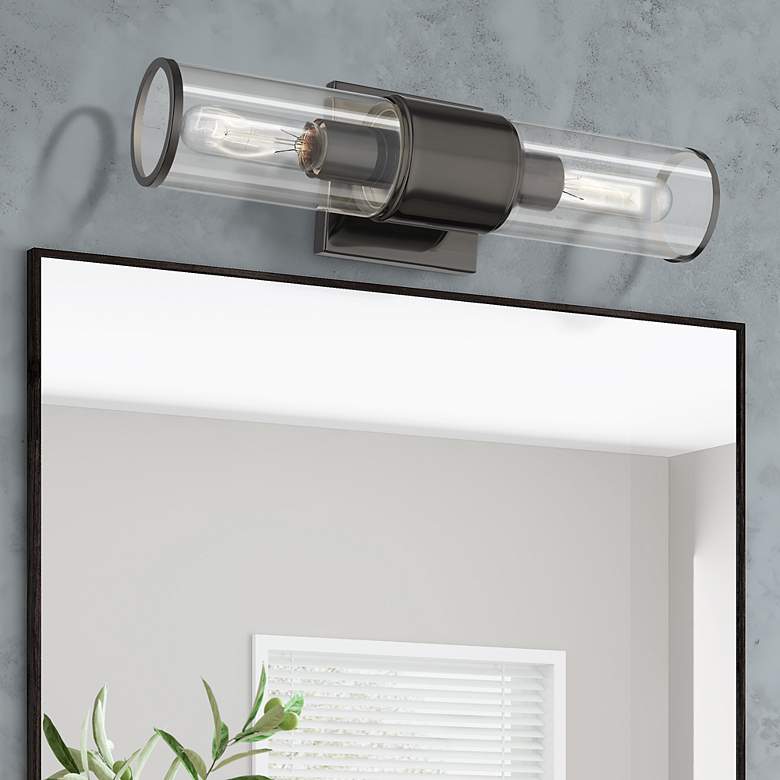 Image 1 2 Light Black Chrome Vanity Sconce