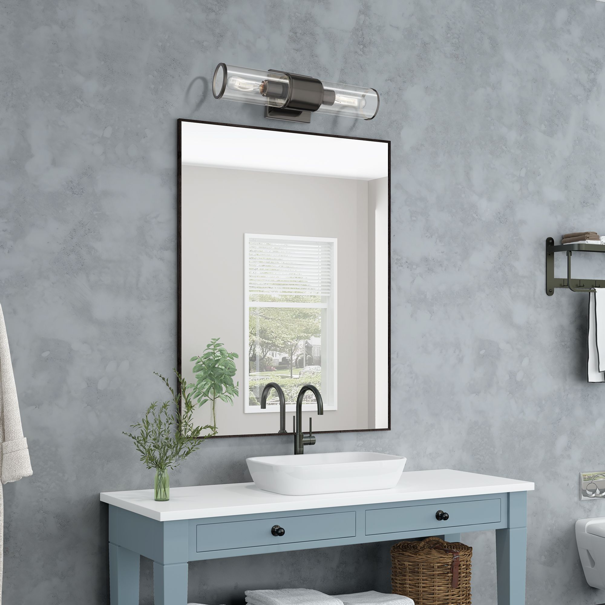 2 Light Black Chrome Vanity Sconce