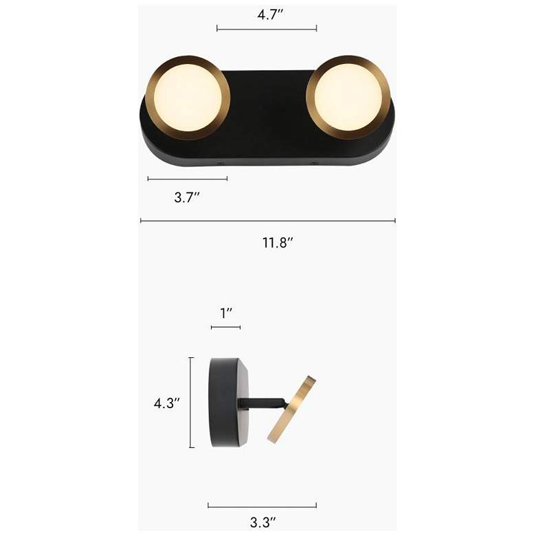 Image 2 2-Light Black Integrated LED Vanity Light more views