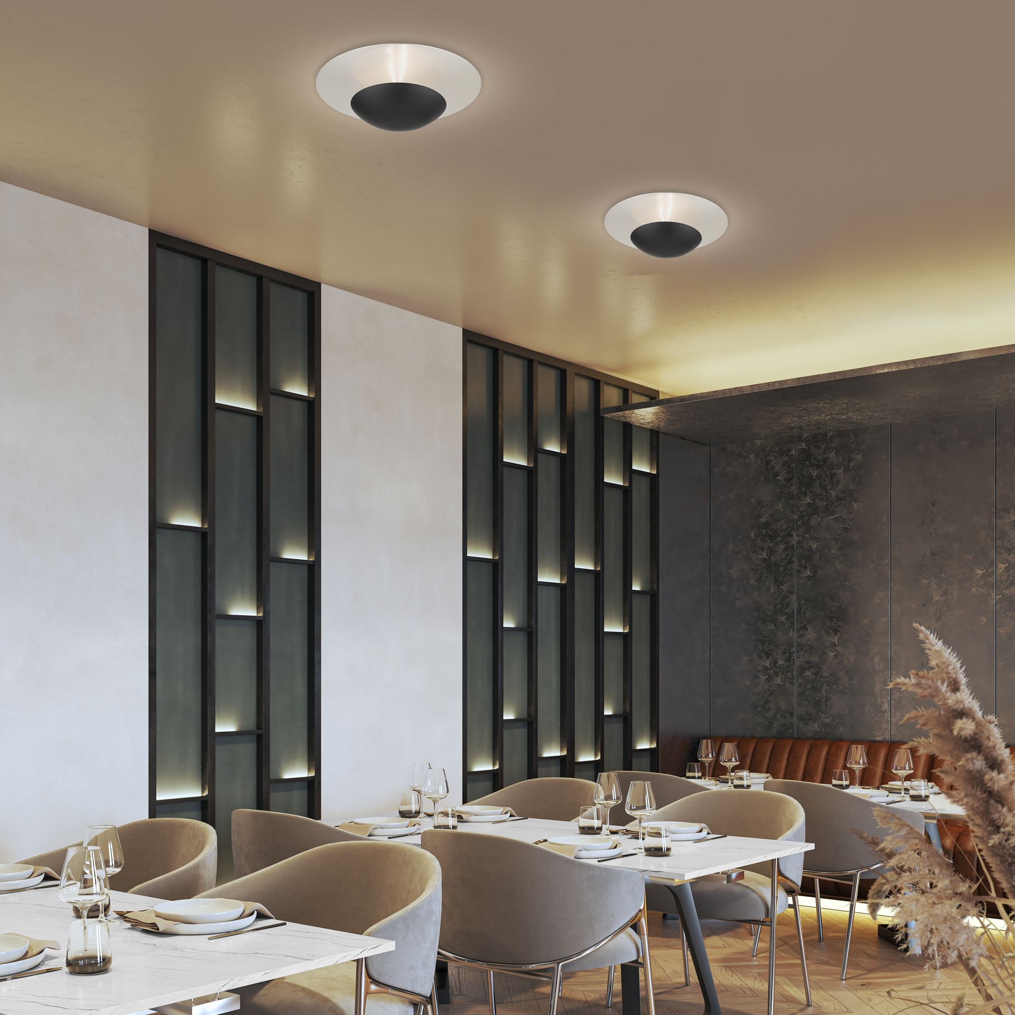 2 Light Black Large Semi-Flush