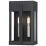2_2 Light Black Medium Outdoor Wall Lantern with Brushed Nickel Candles