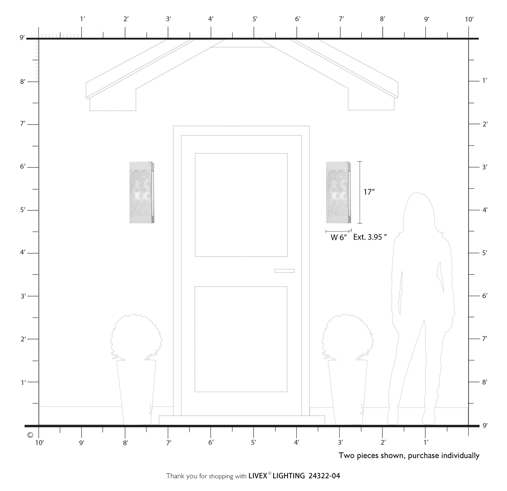 2 Light Black Outdoor ADA Sconce