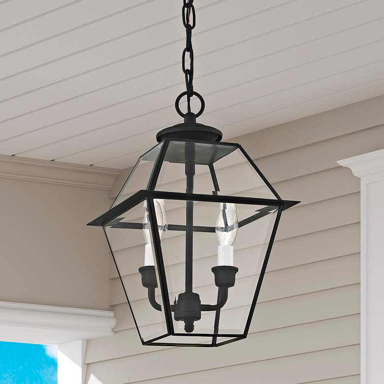 Image 2 2 Light Black Outdoor Chain Lantern