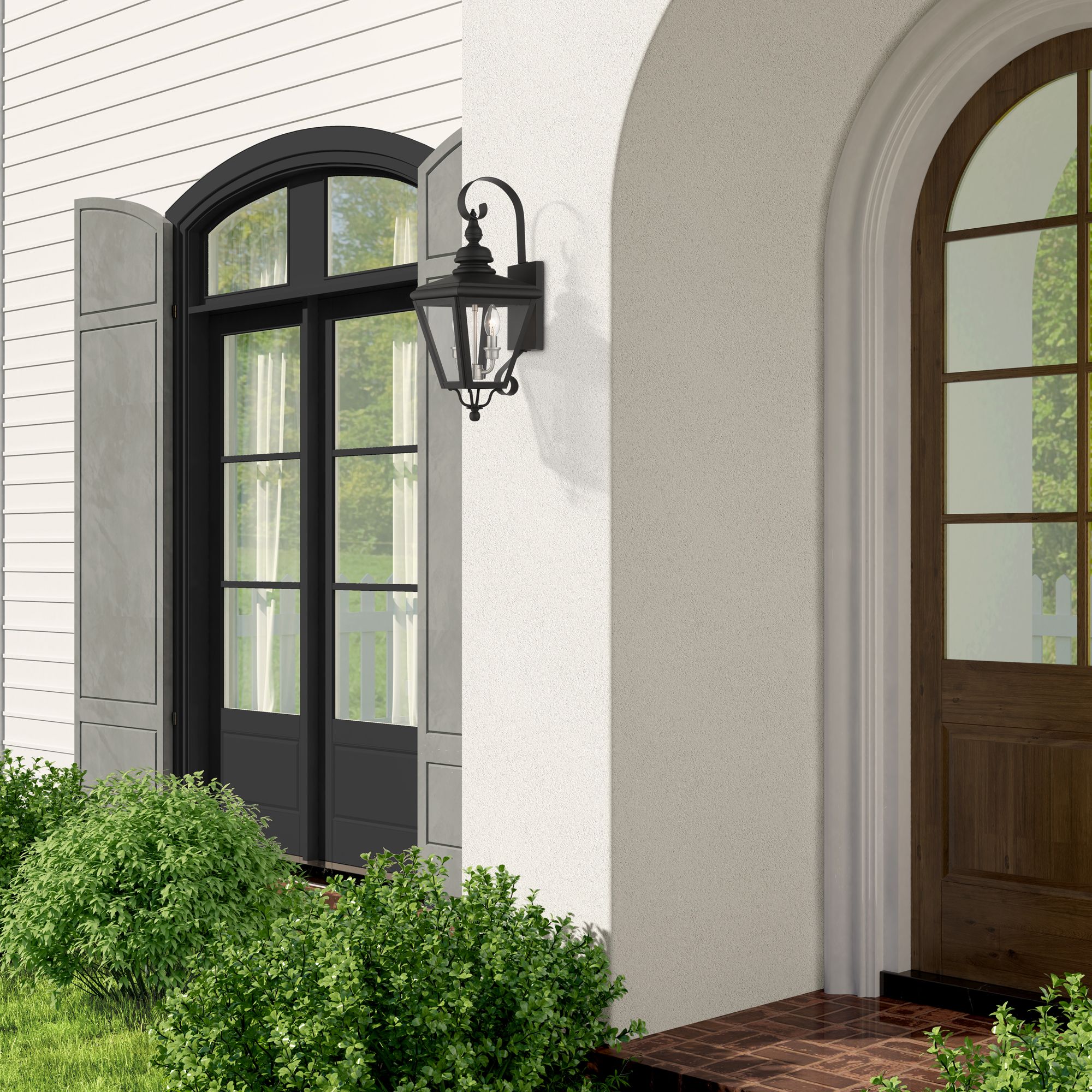 2 Light Black Outdoor Medium Wall Lantern