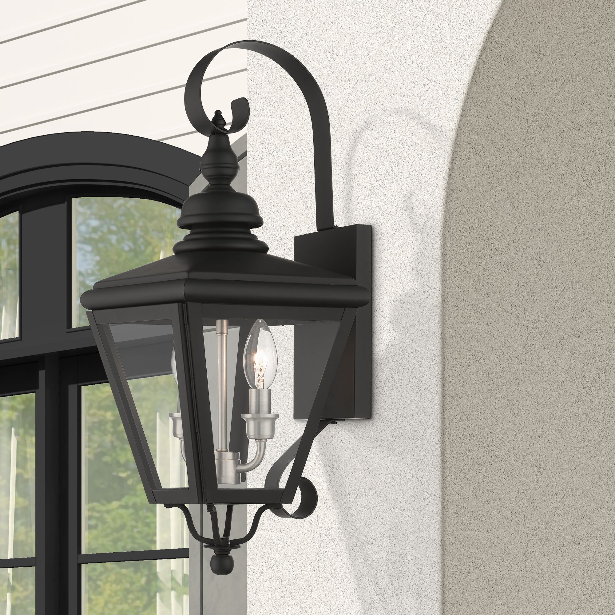 2 Light Black Outdoor Medium Wall Lantern